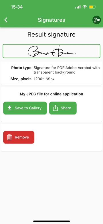 Aplikácia 7ID: Získajte výsledný obrázok elektronického podpisu v priebehu niekoľkých sekúnd