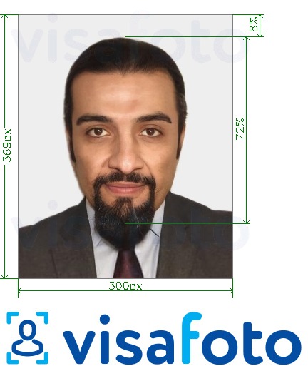 Primjer fotografije za Ujedinjeni Arapski Emirati Visa online Emirates.com 300x369 piksela s točno određenom veličinom
