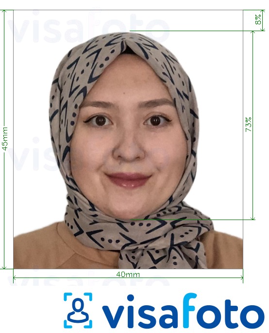 Primjer fotografije za Afganistanska putovnica 4x4,5 cm (40x45 mm) s točno određenom veličinom