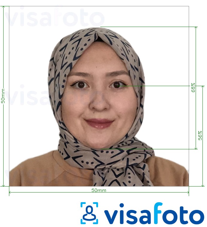 Primjer fotografije za Afganistanska putovnica 5x5 cm (50x50 mm) s točno određenom veličinom