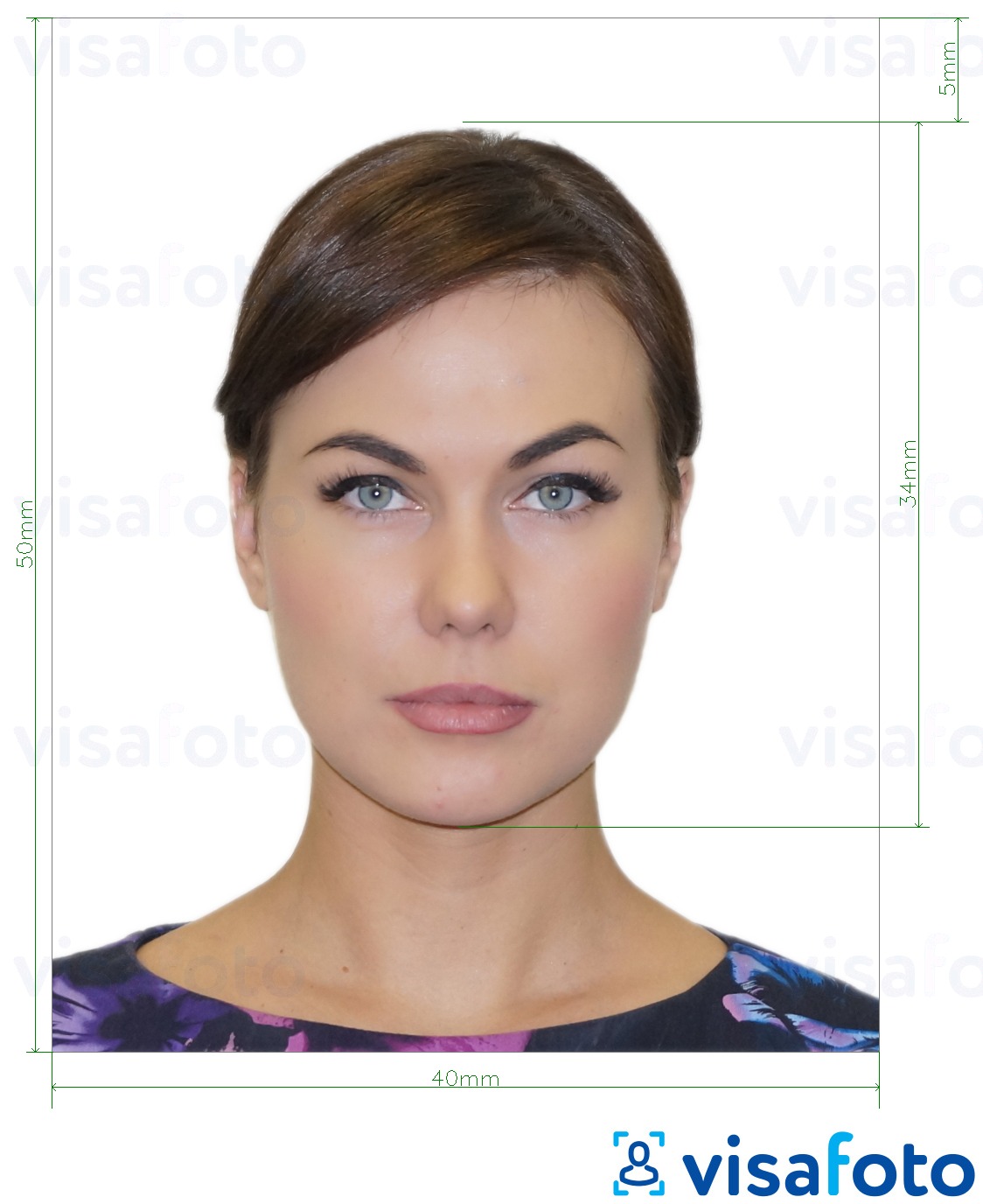 Primjer fotografije za E-viza za Albaniju 4x5 cm s točno određenom veličinom