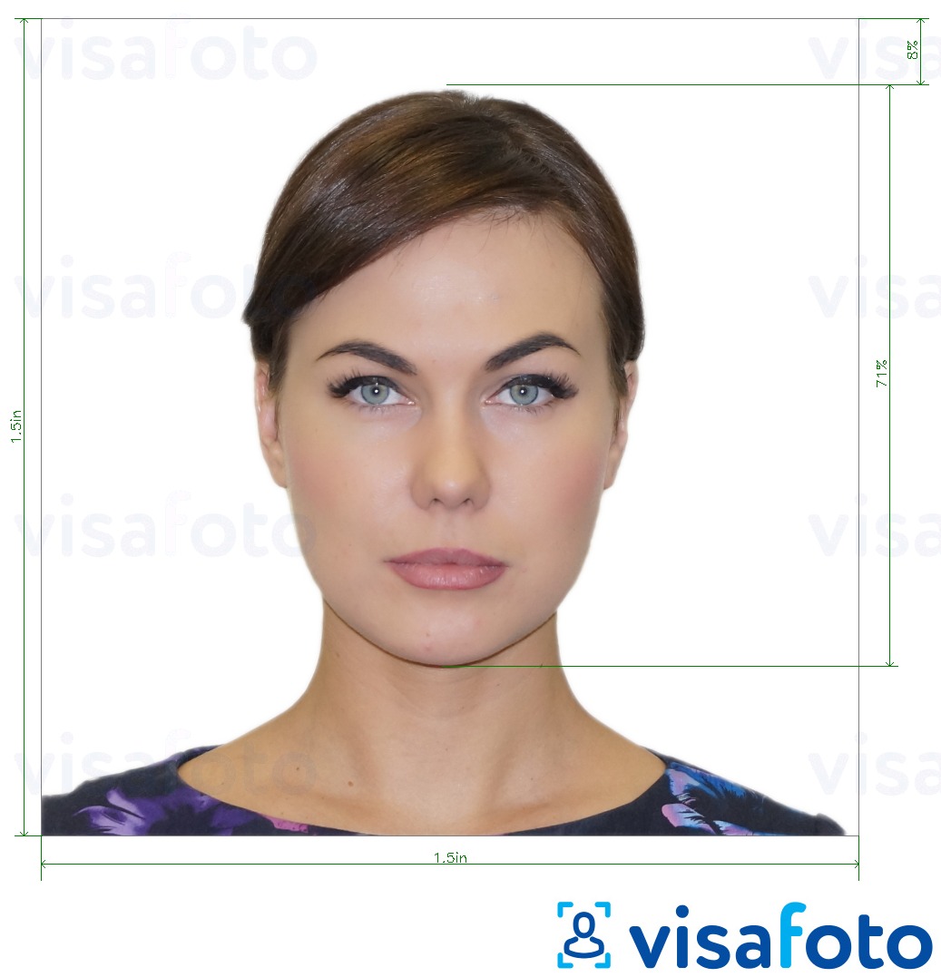 Primjer fotografije za Argentina viza u SAD-u 1,5x1,5 inča s točno određenom veličinom