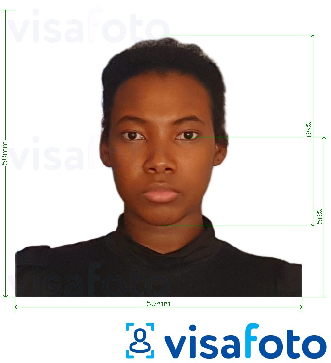 Primjer fotografije za Barbados putovnica 5x5 cm s točno određenom veličinom