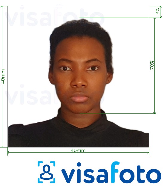 Primjer fotografije za E-viza za Kongo (Brazzaville) s točno određenom veličinom