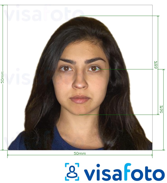 Primjer fotografije za Čile Visa 5x5 cm s točno određenom veličinom