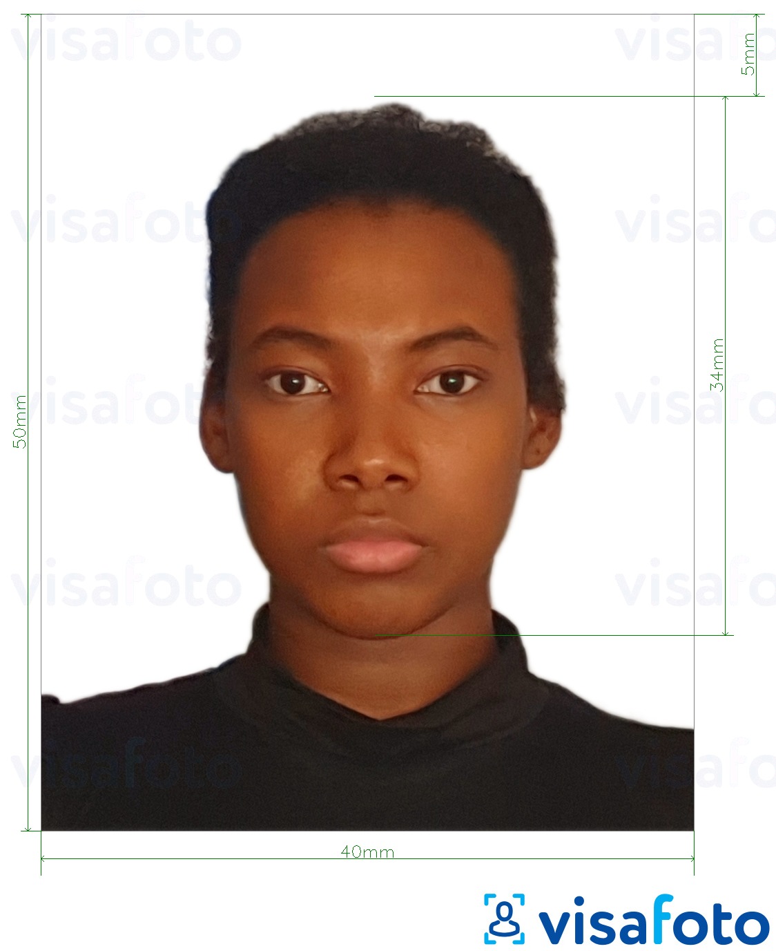 Primjer fotografije za Kamerunska putovnica 4x5 cm (40x50 mm) s točno određenom veličinom