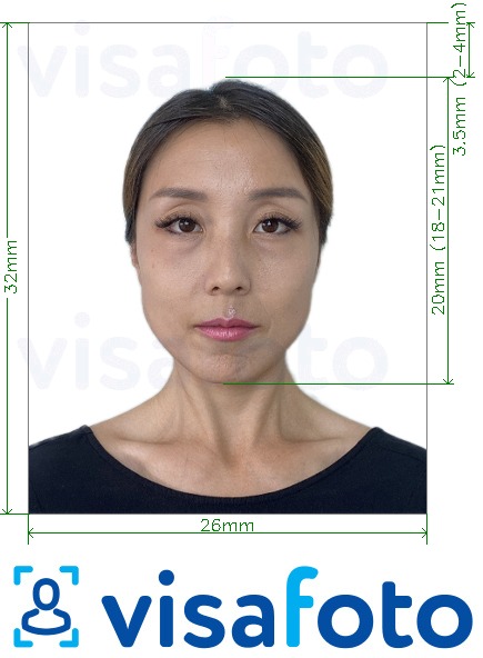 Primjer fotografije za Kineska Medicare kartica 26x32 mm s točno određenom veličinom