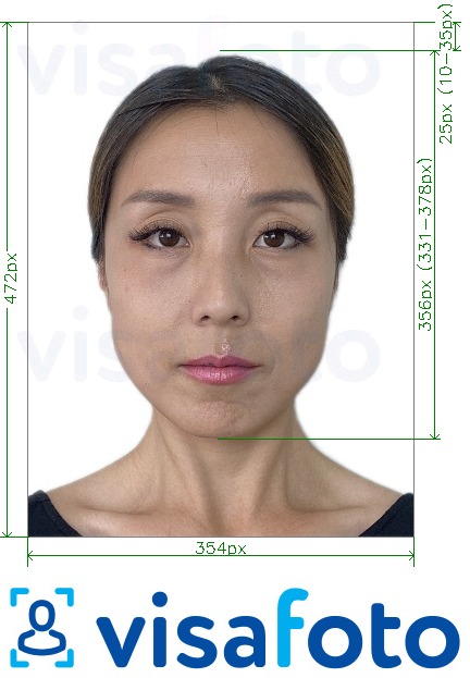 Primjer fotografije za Kina Putovnica online 354x472 piksela s točno određenom veličinom