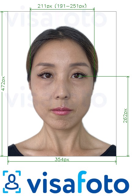 Primjer fotografije za Kineska putovnica na mreži starog formata 354x472 piksela s točno određenom veličinom