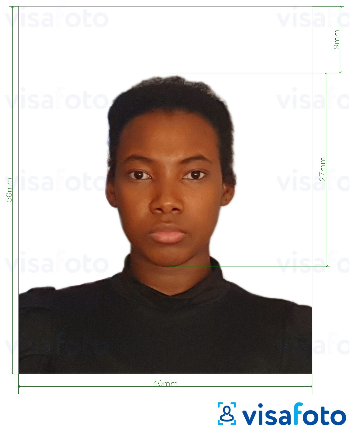 Primjer fotografije za Državljanstvo Kolumbije 4x5 cm s točno određenom veličinom