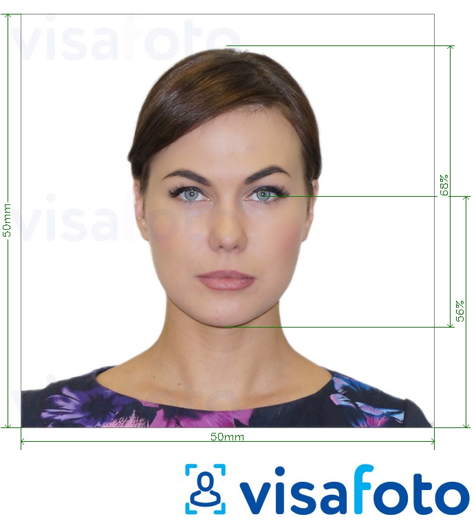 Primjer fotografije za Češka putovnica 5x5cm (50x50mm) s točno određenom veličinom