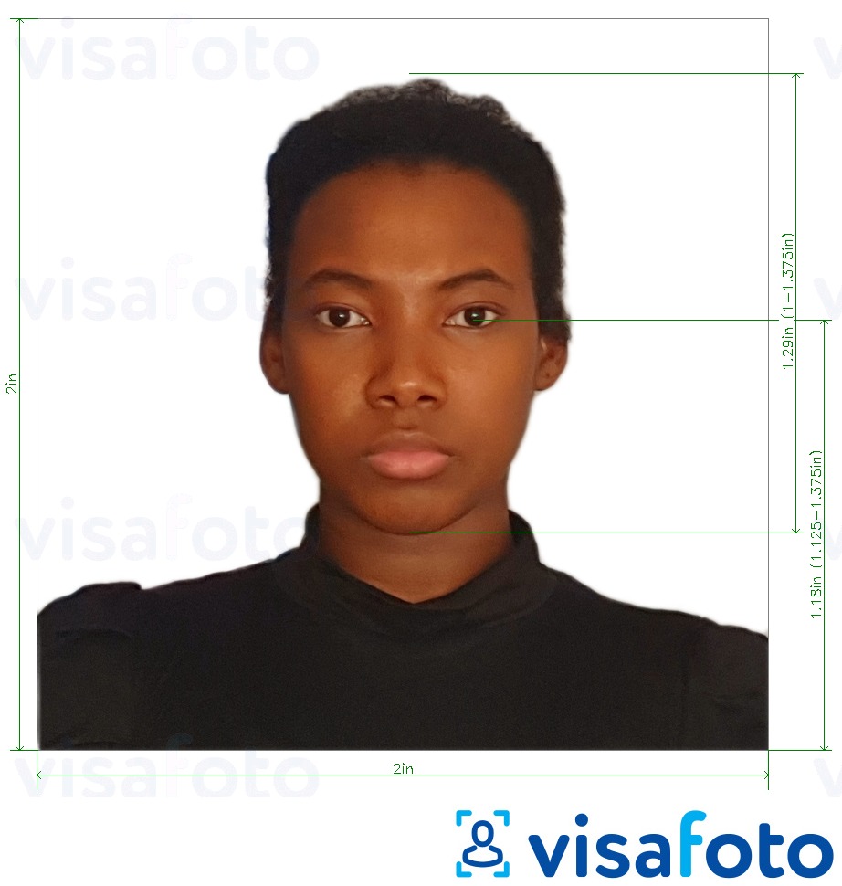 Primjer fotografije za Putovnica Dominikanske Republike 2x2 inča s točno određenom veličinom