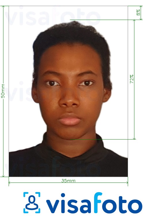 Primjer fotografije za Gvineja Conakry viza 35x50mm s točno određenom veličinom