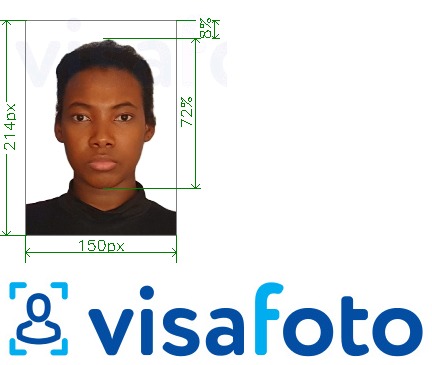 Primjer fotografije za Gvinejska Conakry e-viza za paf.gov.gn s točno određenom veličinom