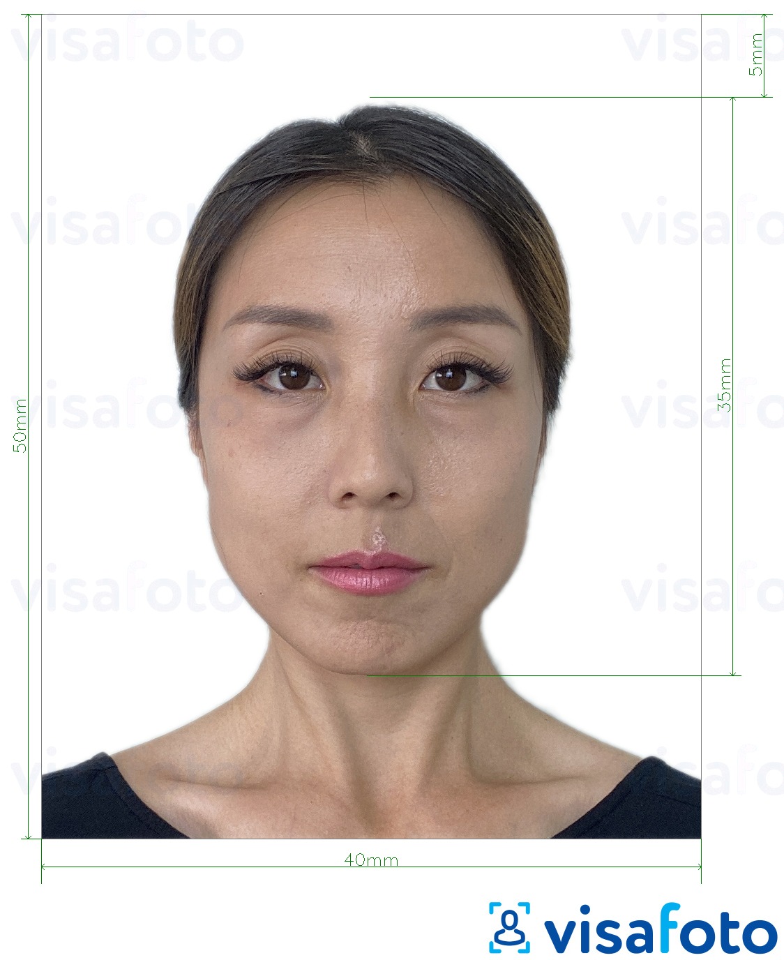 Primjer fotografije za Hong Kong Visa 40x50 mm (4x5 cm) s točno određenom veličinom