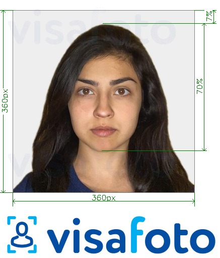Primjer fotografije za Indijska OCI putovnica 360x360 - 900x900 piksela s točno određenom veličinom