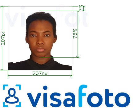 Primjer fotografije za Kenijska viza 207x207 piksela s točno određenom veličinom