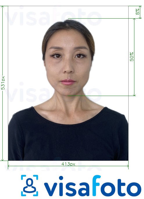 Primjer fotografije za Korejska putovnica online s točno određenom veličinom