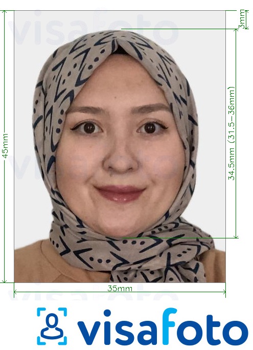 Primjer fotografije za Kazahstanska osobna iskaznica 35x45 mm s točno određenom veličinom