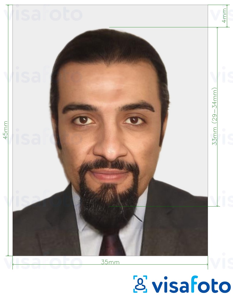 Primjer fotografije za Nacionalna osobna iskaznica Maroka 35x45 mm (3,5x4,5 cm) s točno određenom veličinom