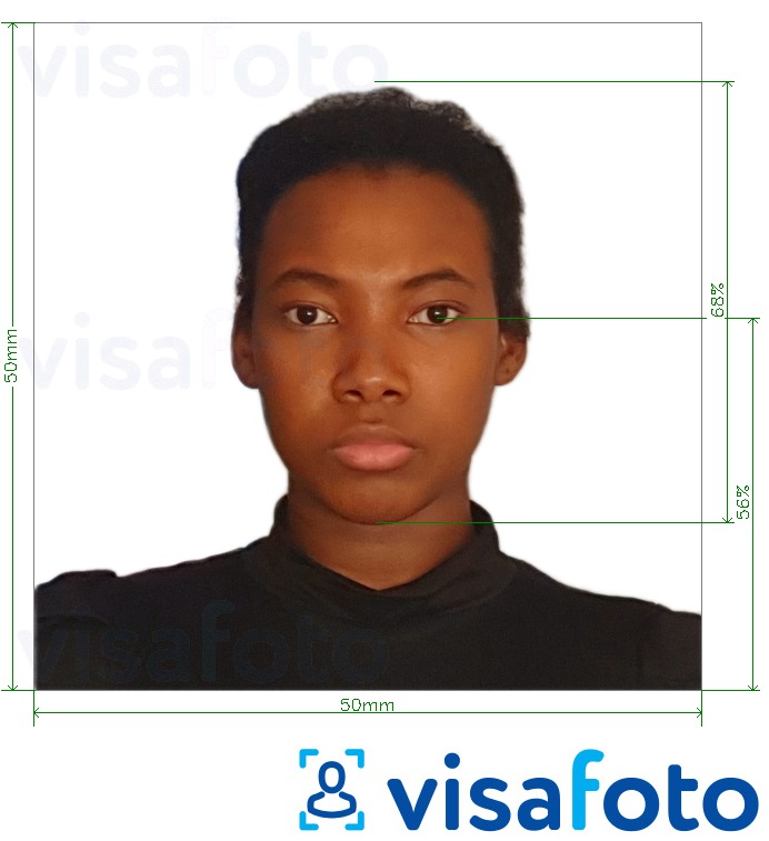 Primjer fotografije za Madagaskarska viza 5x5 cm (50x50 mm) s točno određenom veličinom