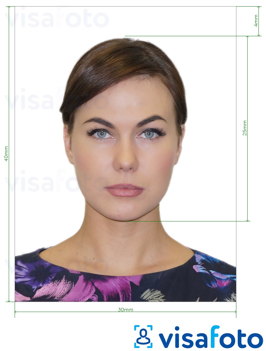 Primjer fotografije za Rusija Penzionerski ID 3x4 s točno određenom veličinom