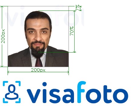 Primjer fotografije za Saudijska Arabija e-viza online 200x200 visitsaudi.com s točno određenom veličinom