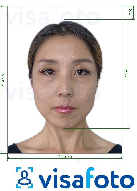 Primjer fotografije za Singapurski certifikat o identitetu 35x45 mm (3.5x4.5 cm) s točno određenom veličinom