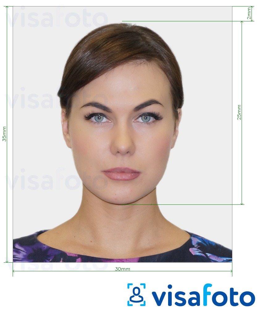 Primjer fotografije za Slovačka viza 30x35 mm (3x3,5 cm) s točno određenom veličinom