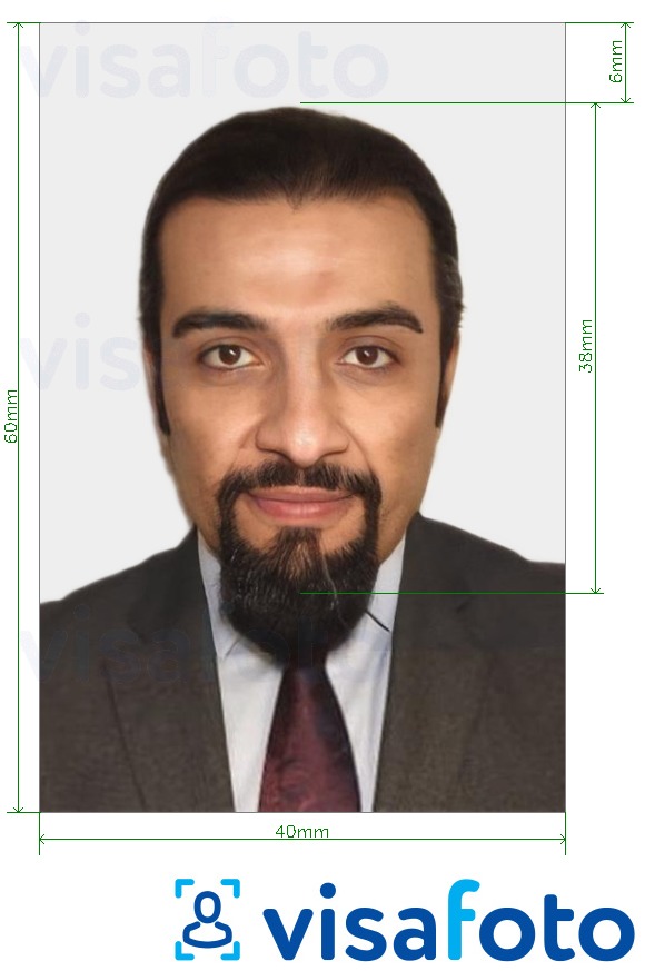 Primjer fotografije za Sirijska osobna iskaznica 40x60 mm (4x6 cm) s točno određenom veličinom