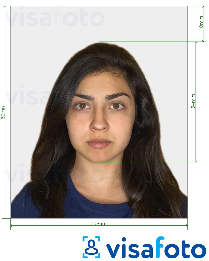 Primjer fotografije za Turska putovnica 50x60 mm (5x6 cm) s točno određenom veličinom