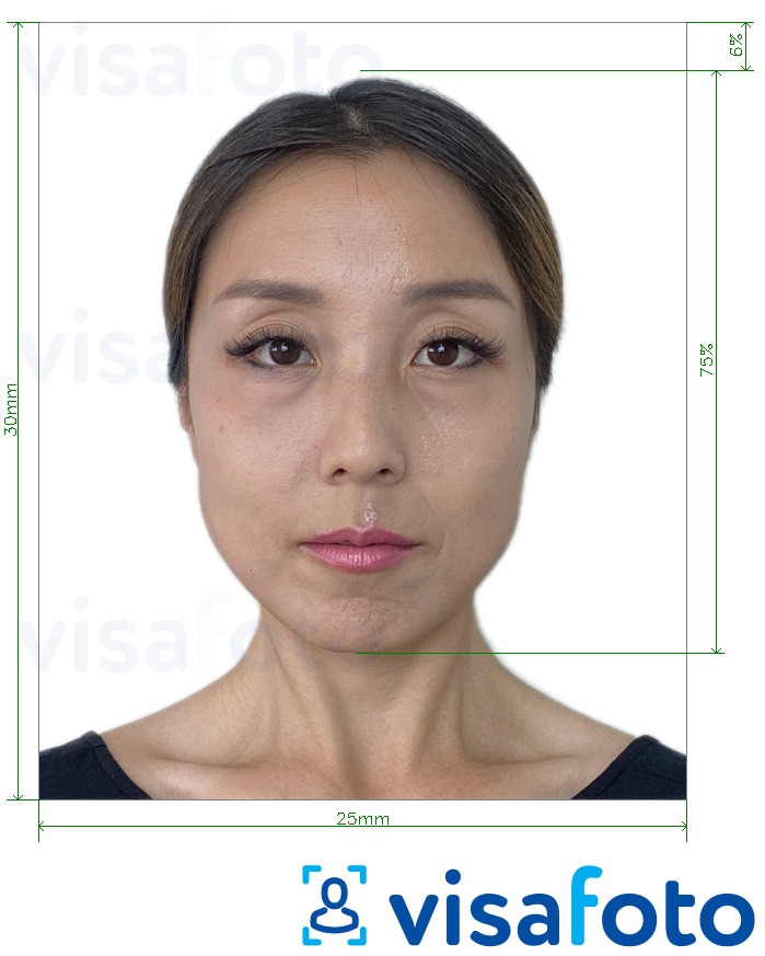 Primjer fotografije za Tajvanska osobna iskaznica 30x25 mm s točno određenom veličinom