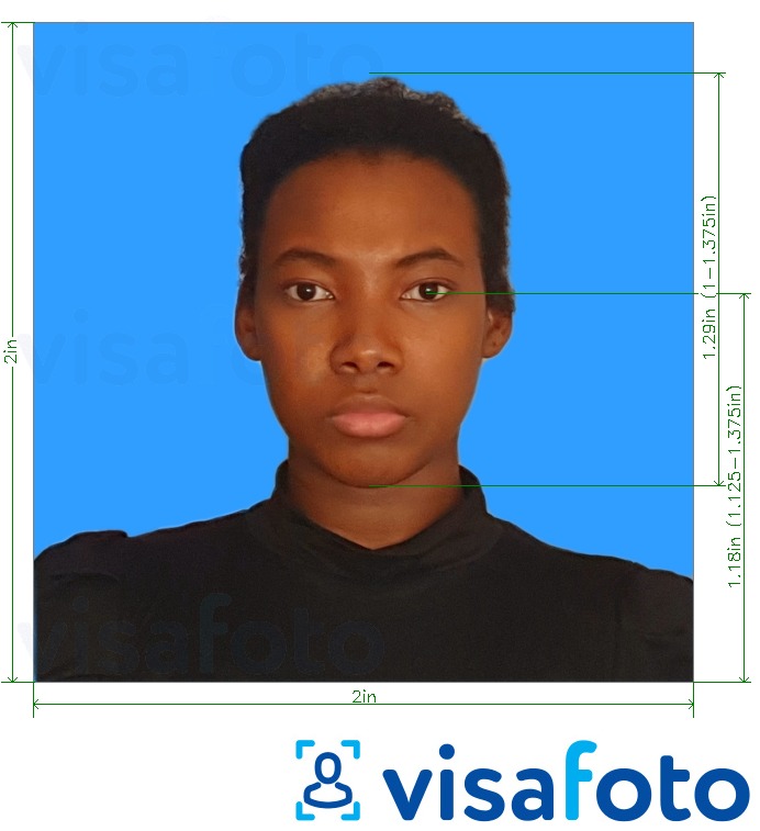 Primjer fotografije za Tanzanija Azania Bank 2x2 inča plava pozadina s točno određenom veličinom