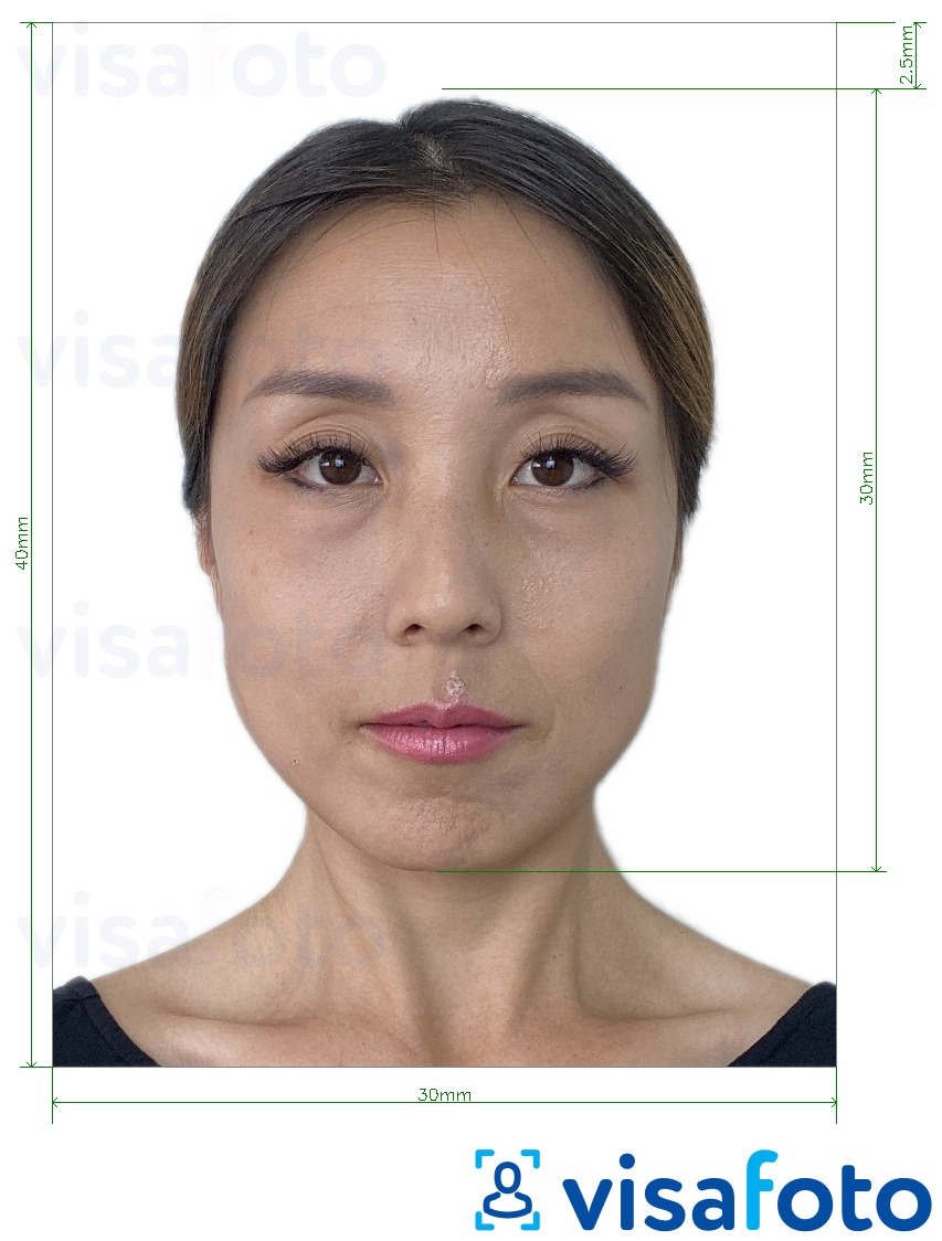 Primjer fotografije za Vijetnamska osobna iskaznica 3x4 cm (30x40 mm) s točno određenom veličinom