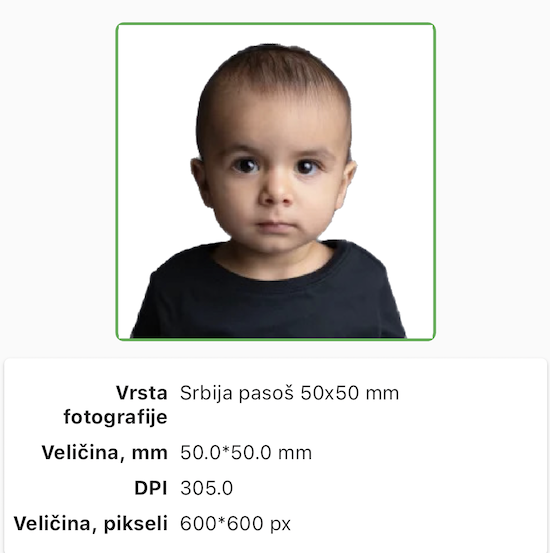 Zahtev za srpski pasoš i fotografiju za dete