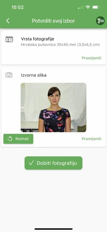 Aplikacija 7ID: Veličina fotografije za hrvatsku putovnicu